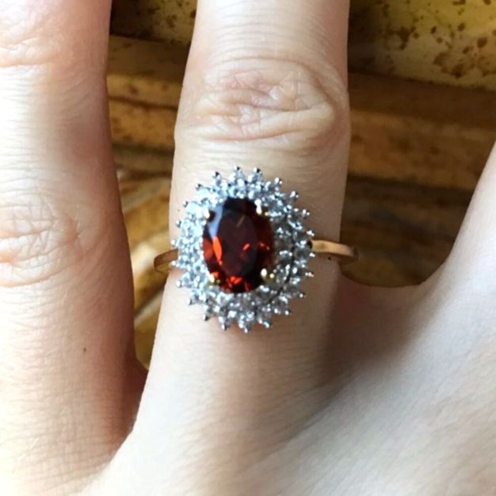 Natural Citrine Double Halo Ring Size 6